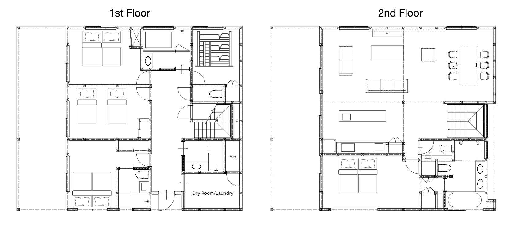Forest Gardens Hakuba Floorplans 1F & 2F